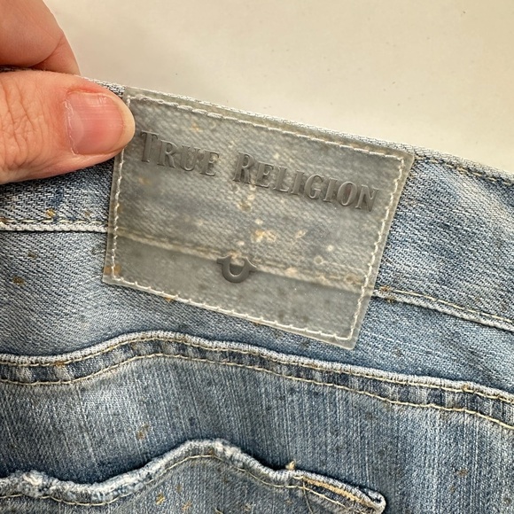 TRUE RELIGION Speckled Hen woman mid rise slim boyfriend cotton denim jean 30 - Picture 11 of 15